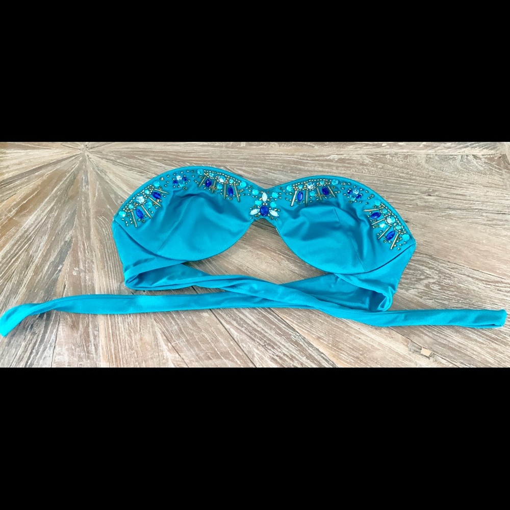 Vibrant Turquoise Embellished VS Bandeau Top